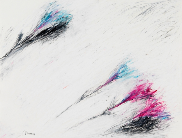 Blau gegen Rot - und Schwarz ist der Tod: »Die Felder von Marengo«, 9teilig, Bild 9 | ÖP, Bleistift und z. Teil Acryl auf Papier | 50 x 65 cm, gerahmt | 2004
