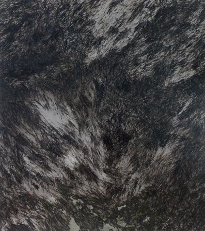 »Reisebilder« 26_1 Trilogie Aufstieg: Felswand im Mondlicht | Acryl und Öl auf Leinwand | 180 x 160 cm | 2013